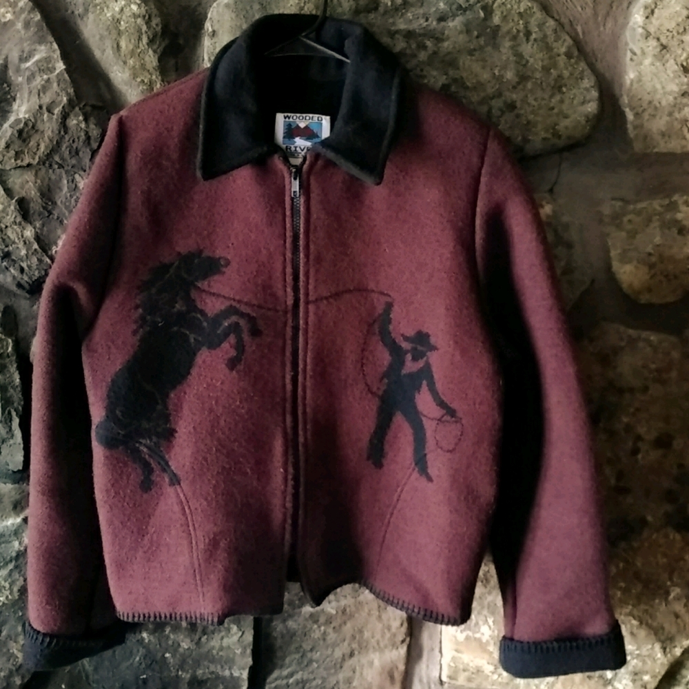 Wool Blend Western Jacket with Horse Details